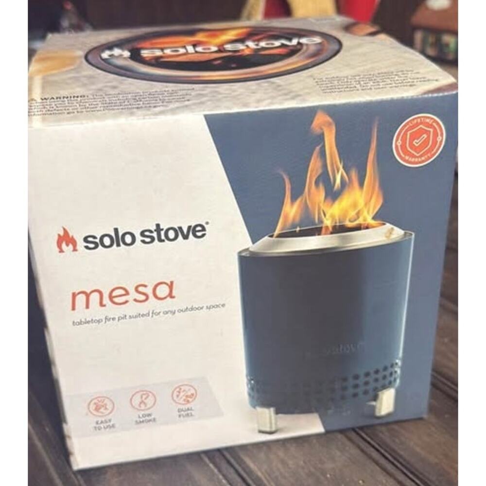 NEW Solo Stove Mesa, 5.1” tabletop Fire Pit w/ Stand - Smokeless, Stainless